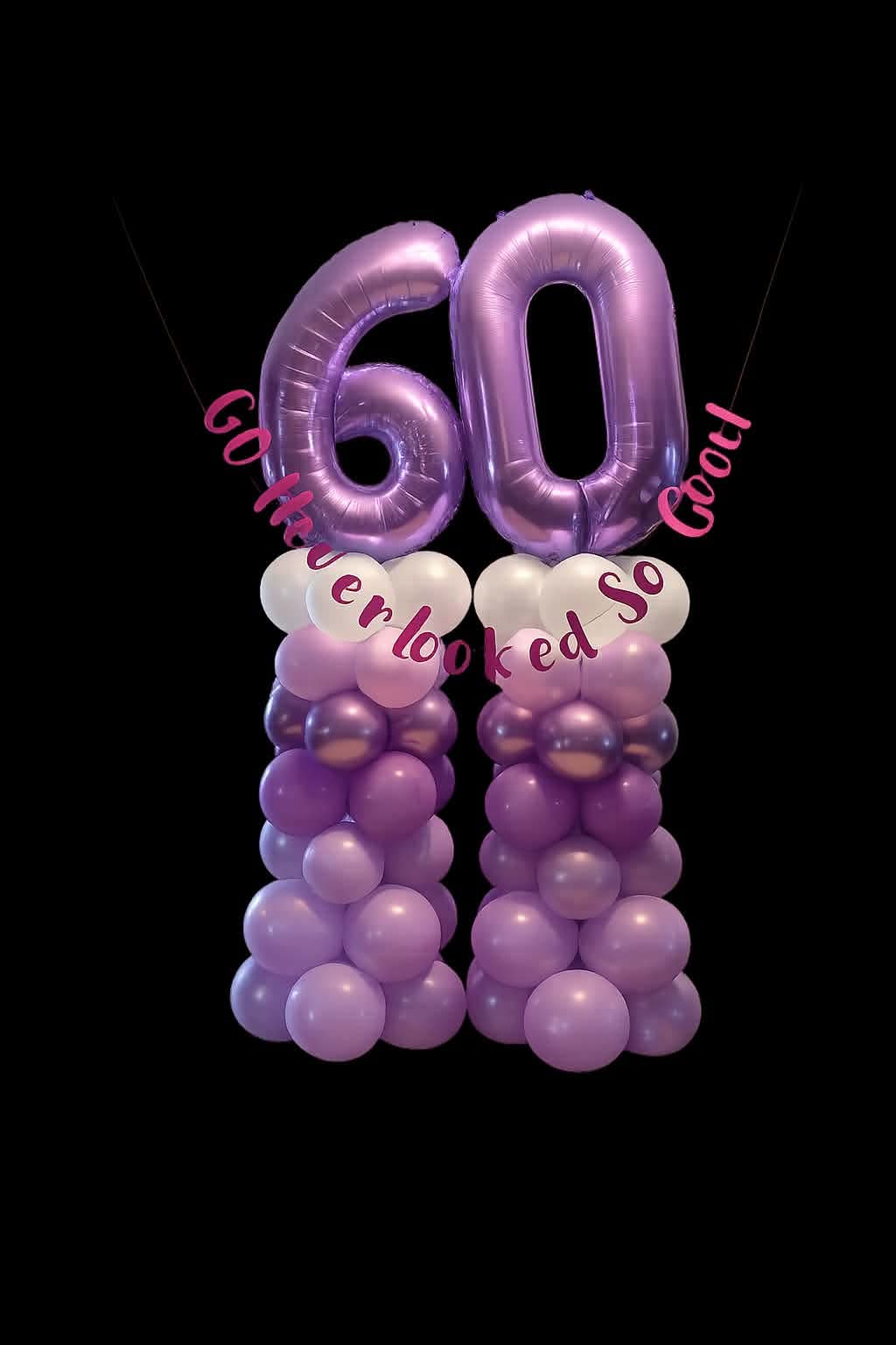 Custom balloon columns for a milestone celebration